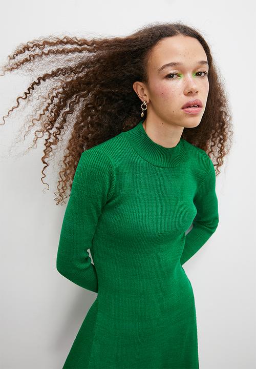 Blake - High neck skater dress - green