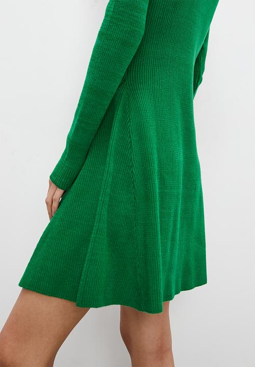 Blake - High neck skater dress - green