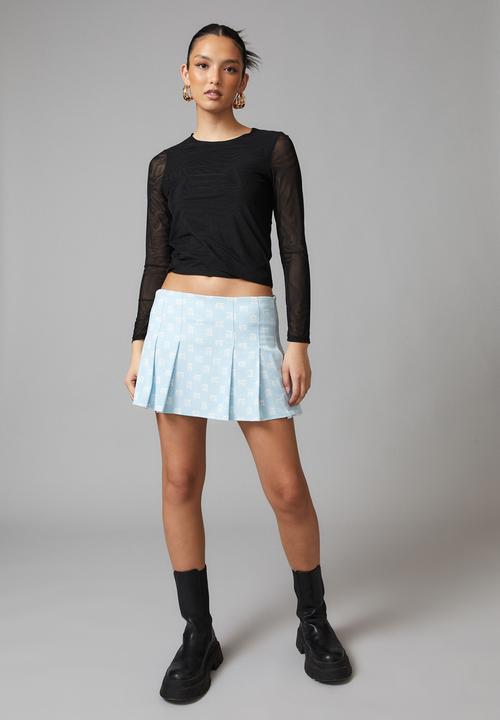 Factorie - sheer long sleeve top - black mesh