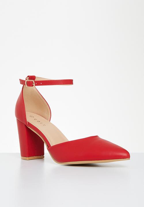 edit - Adley anklestrap block heel - red