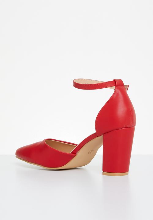 edit - Adley anklestrap block heel - red