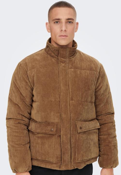 Only & Sons - Onscash corduroy puffer jacket otw - tan