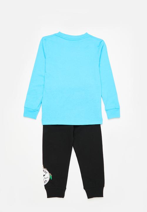 Converse - Dino long sleeve tee + ft jog set - black & blue 