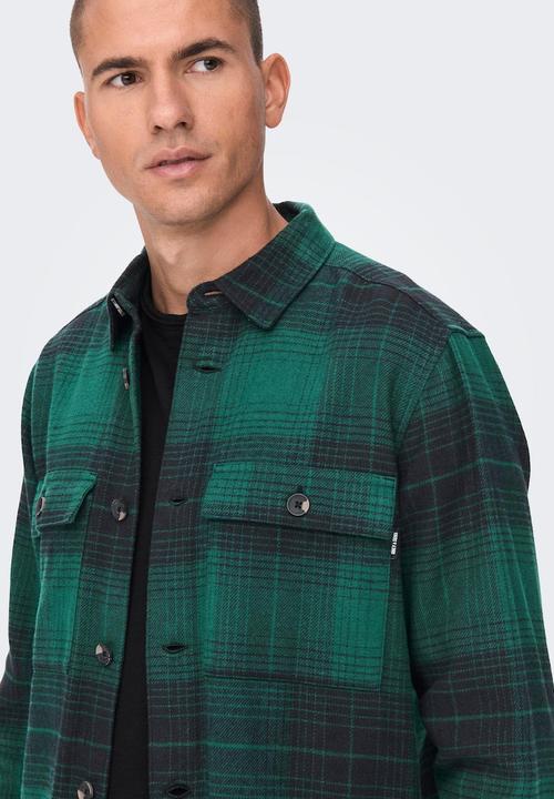 Only & Sons - Onsbaz ovr 4pkt flannel check ls shirt - jade green