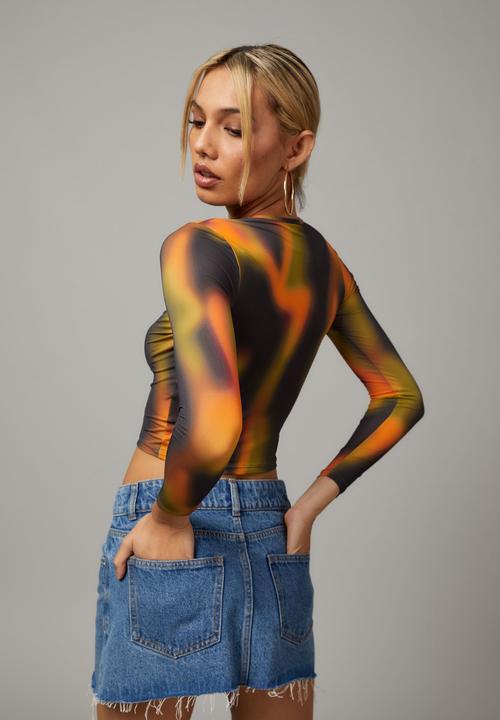 Factorie - Sheer long sleeve top - paintwave