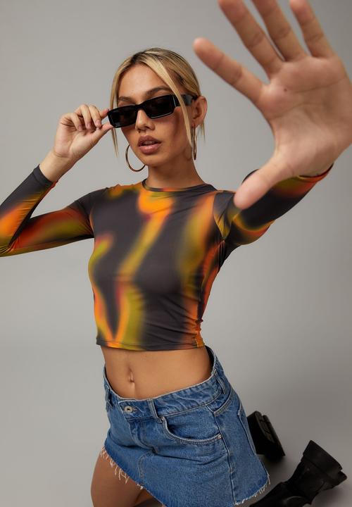 Factorie - Sheer long sleeve top - paintwave