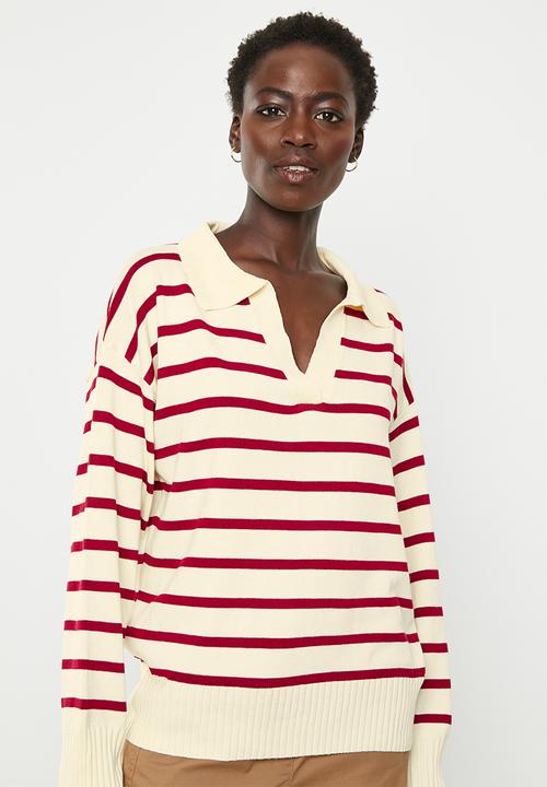 dailyfriday - Collared jumper - red stripe