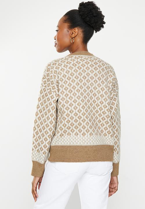 dailyfriday - Longline cardi - oatmeal geo print