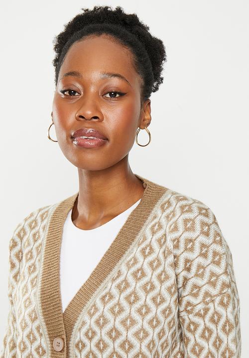 dailyfriday - Longline cardi - oatmeal geo print