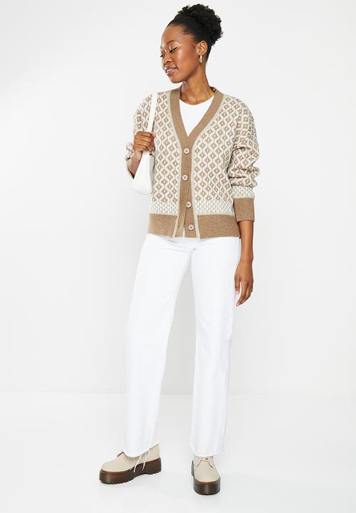 dailyfriday - Longline cardi - oatmeal geo print