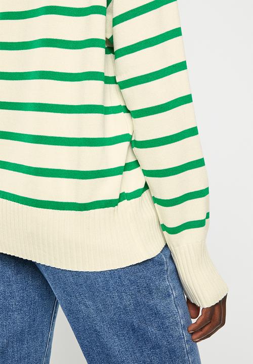 dailyfriday - Collared jumper - green stripe