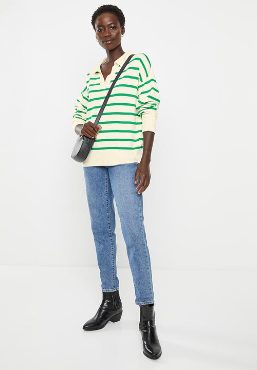 dailyfriday - Collared jumper - green stripe