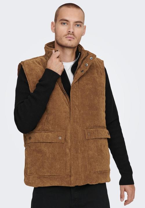 Only & Sons - Onscash corduroy puffer vest otw - tan