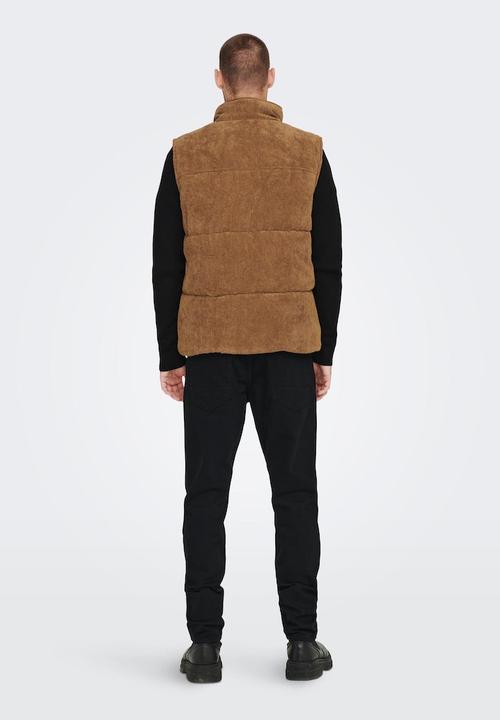 Only & Sons - Onscash corduroy puffer vest otw - tan
