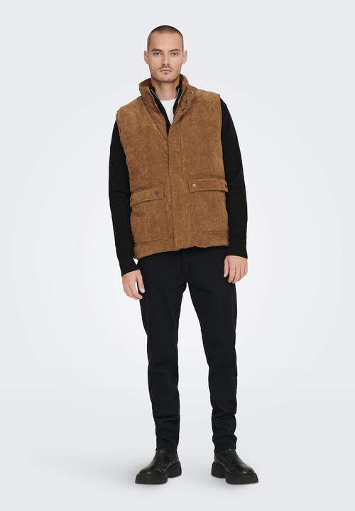 Only & Sons - Onscash corduroy puffer vest otw - tan