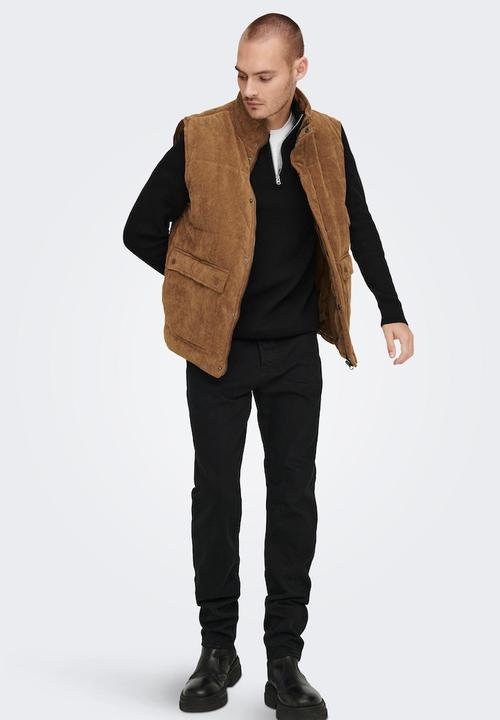 Only & Sons - Onscash corduroy puffer vest otw - tan