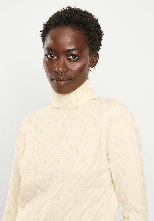dailyfriday - Cable polo neck - ecru