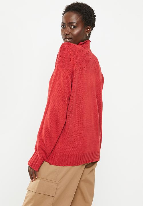 dailyfriday - Cable detail jumper - red
