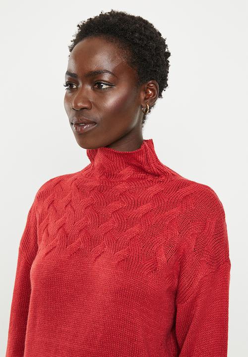 dailyfriday - Cable detail jumper - red