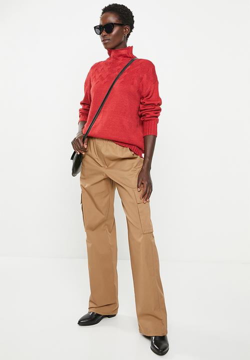 dailyfriday - Cable detail jumper - red