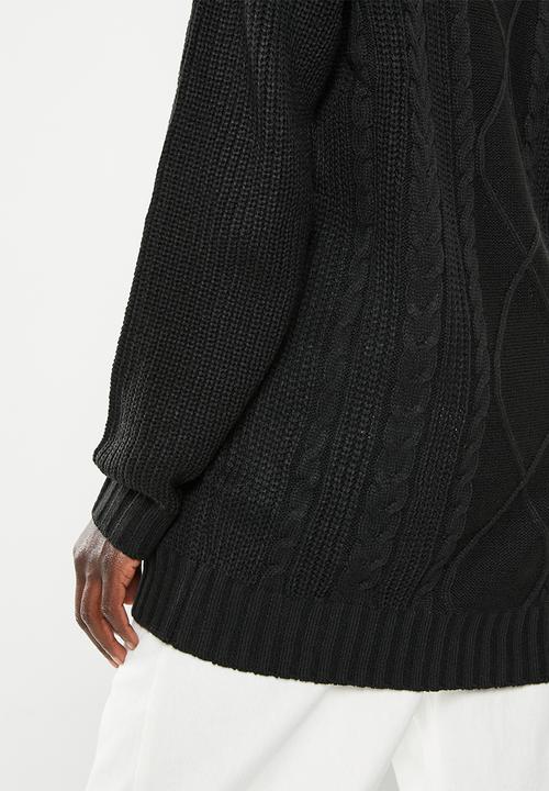 dailyfriday - Longline cable jumper - black