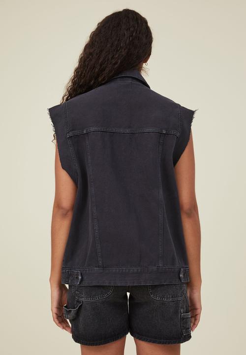 Cotton On - Oversized denim vest -  washed black