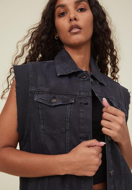 Cotton On - Oversized denim vest -  washed black
