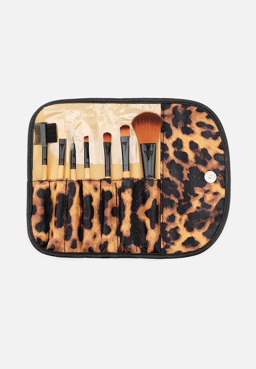 Glam Beauty - 7 Piece Leopard Makeup Brush Set + Pouch