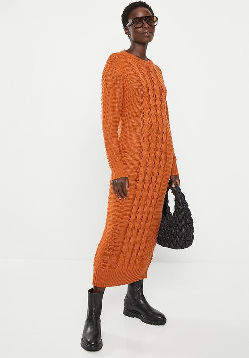 dailyfriday - Knitwear cable dress - tan
