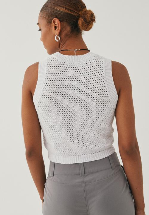 Supré  - christy open knit tank - white