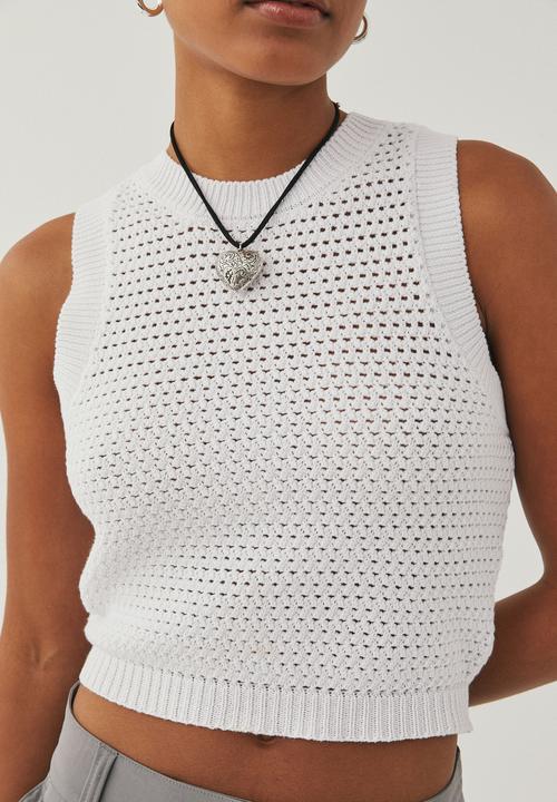 Supré  - christy open knit tank - white