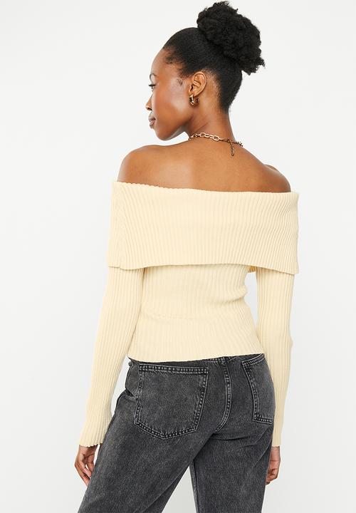 dailyfriday - Off shoulder rib jumper - ecru