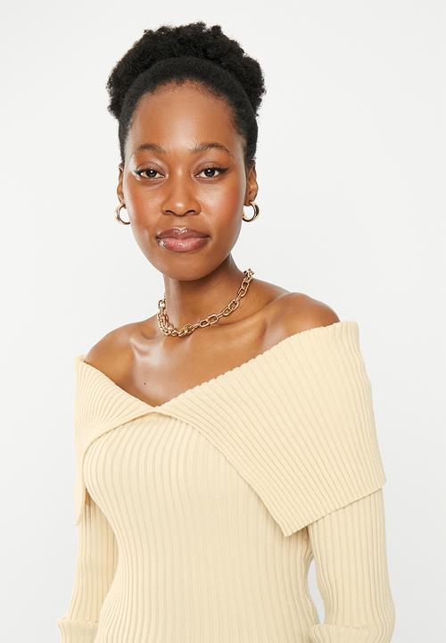 dailyfriday - Off shoulder rib jumper - ecru