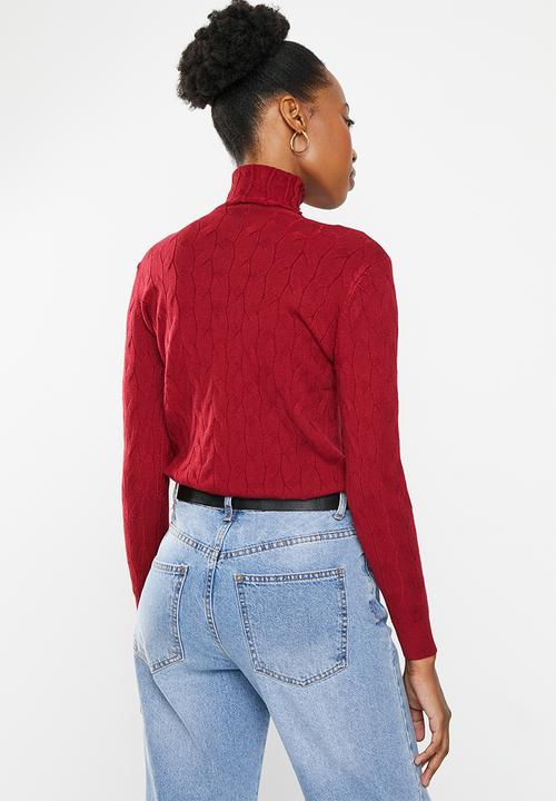 dailyfriday - Cable poloneck - burgundy