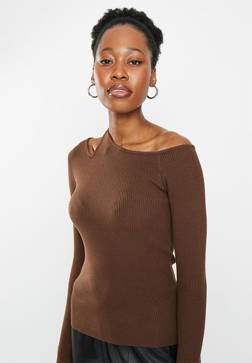 dailyfriday - Cut out shoulder top - chocolate