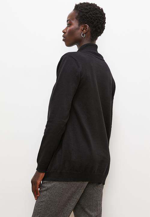 edit - Longline shawl cardigan - black
