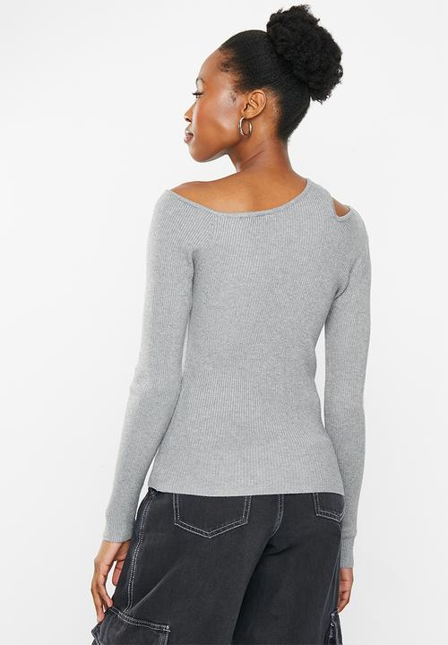 dailyfriday - Cut out shoulder top - grey melange