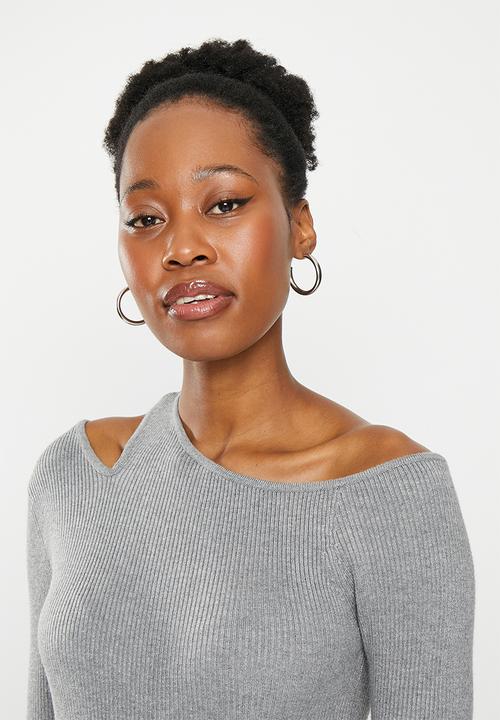 dailyfriday - Cut out shoulder top - grey melange