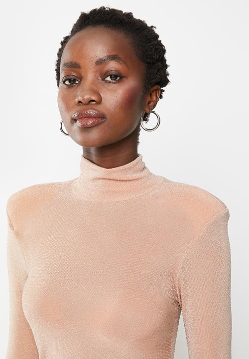 Trendyol - Turtleneck shoulder detail mid dress - powder pink