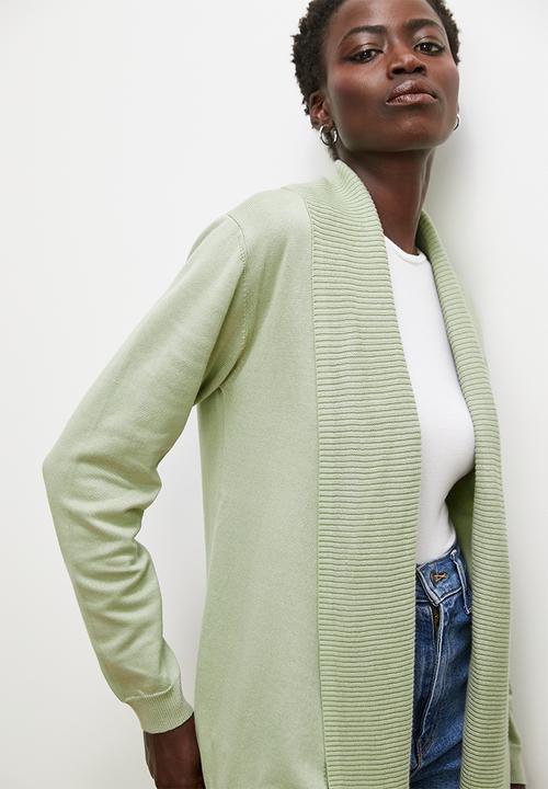 edit - Longline shawl cardigan - dusty sage