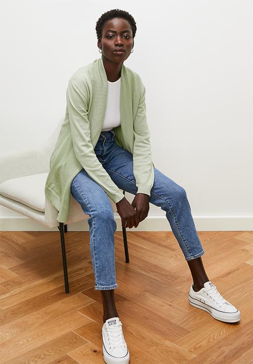 edit - Longline shawl cardigan - dusty sage