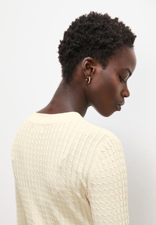edit - Cabled knitwear maxi dress - stone
