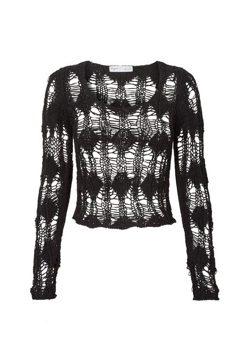Supré  - faye open knit top - black