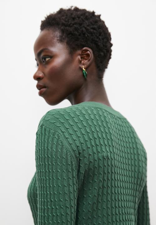 edit - Cabled knitwear maxi dress - bottle green