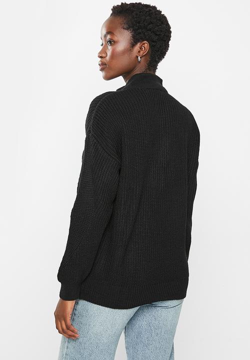 Trendyol - Zipper knit sweater  - black