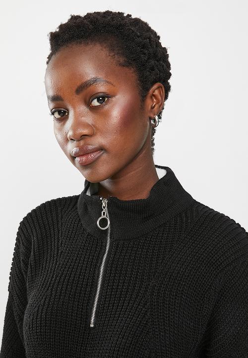 Trendyol - Zipper knit sweater  - black