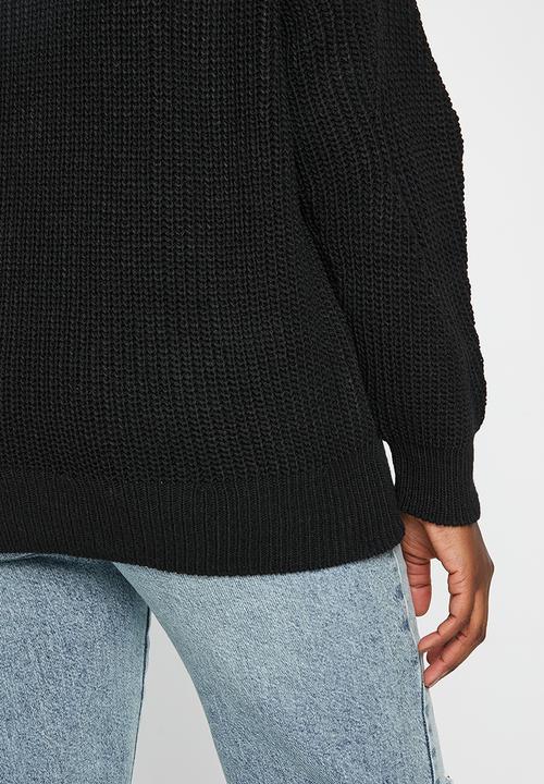 Trendyol - Zipper knit sweater  - black