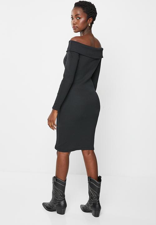 Trendyol - Carmen collar knit dress - black