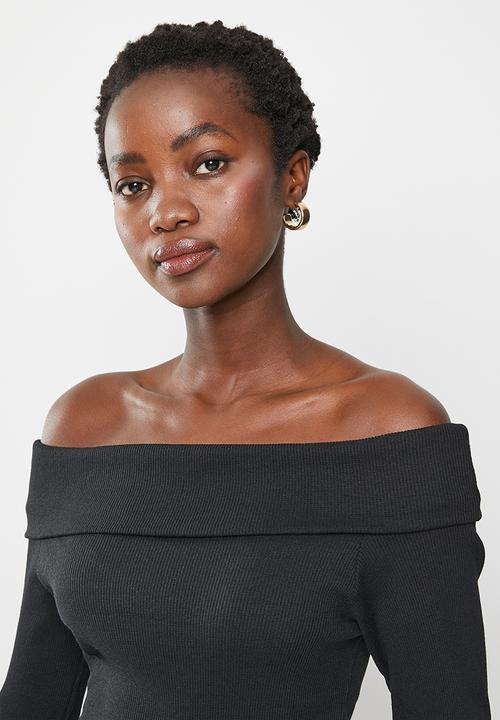 Trendyol - Carmen collar knit dress - black