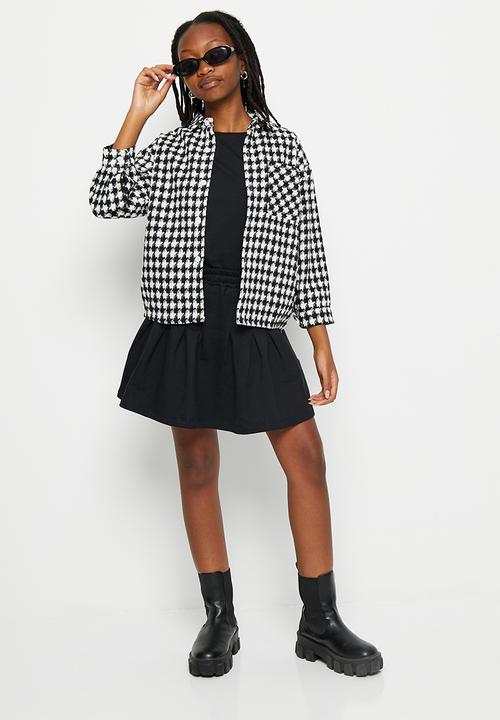 Pop Candy - Check shacket - black